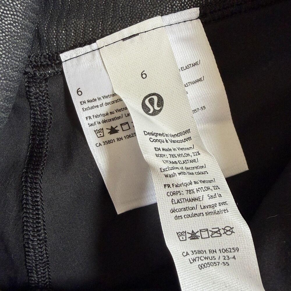 Lululemon Align Ribbed HR Short 6" High Rise Black Shine Size 6 Nulu Stretch - Picture 5 of 5